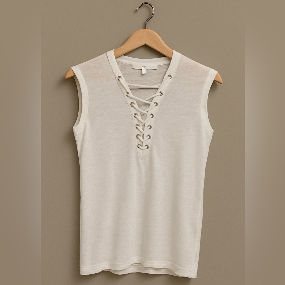 IRO Lace-up Sleeveless Linen Top